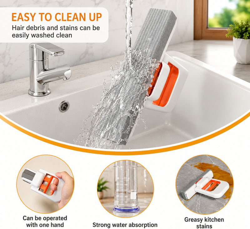 Foldable Mini Silicone Squeegee - Multipurpose Hand Wiper for Kitchen, Bathroom & Glass Cleaning